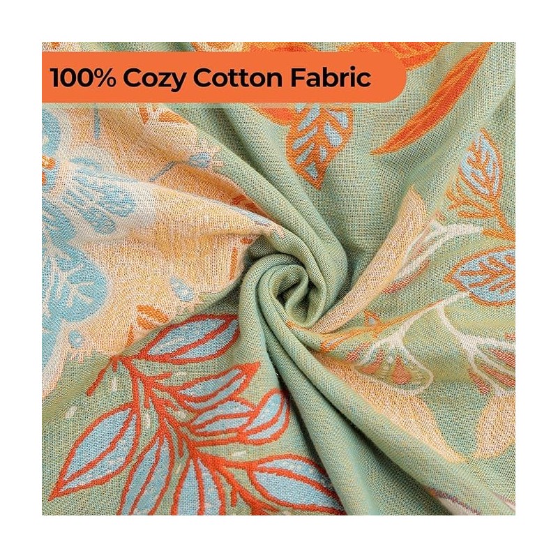 HOORDRY 4-Layer Cotton Gauze Blanket - Reversible, Bohemian Style with