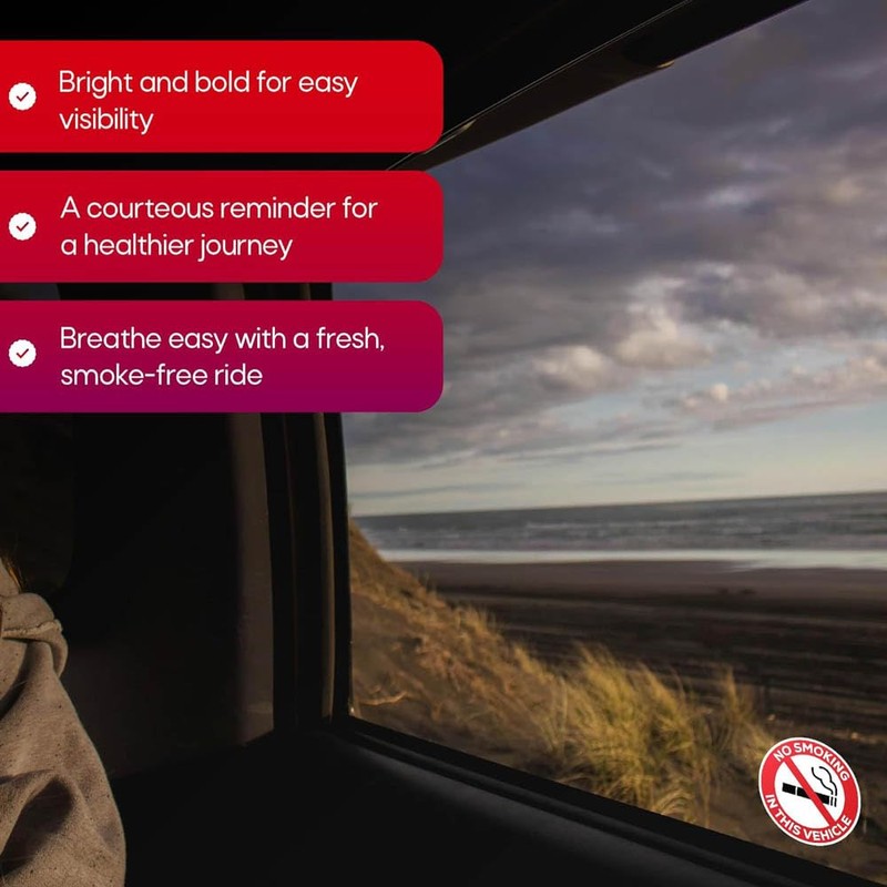 No Smoking Car Stickers 2-Pack – Self Adhesive Vinyl Vehicle