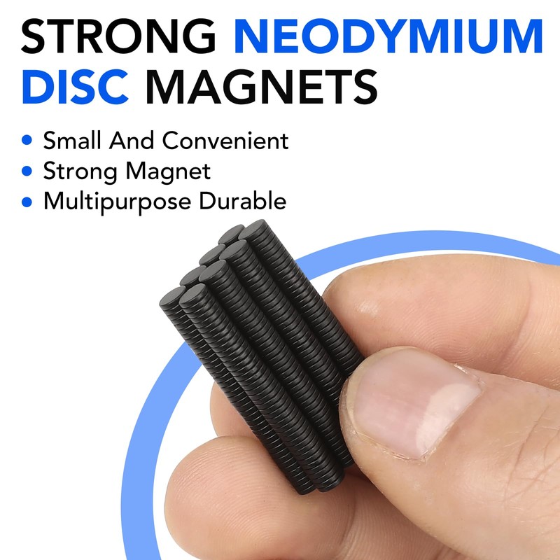 TRYMAG Small Magnets 200Pcs, 10x2MM Black Strong Neodymium Magnets Round