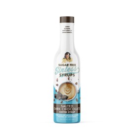 Sugar Free Salted Dark Chocolate Sinless Syrup - Stevia Based, No Sugar Alcohols or Sucralose, No Artificial Sweeteners, Natural Ingredients, Coffee Tea Cocoa Dessert, Keto Friendly, 1 Pack