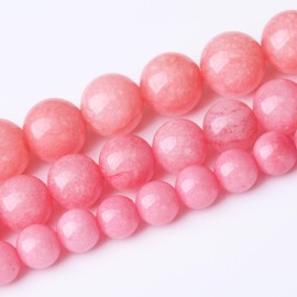 Natural Pink Jade Stone Beads Gemstone Round Crystal Energy Jade Beads Stone Beads for Jewelry Making DIY Bracelet Necklace Jewelry Making 1 Strand 15.5inch 60PCS 6MM