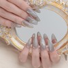 Sun&Beam Nails Handmade Nail Tips, Medium, Long, Almond, Blue, Gold,