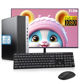 HP Elitedesk 800 G3 SFF PC Desktop Computer with 21.5" FHD Monitor, Core i5-6500 3.2GHz Up to 3.6GHz, 8GB RAM, 256GB SSD, Keyboard, Mouse, USB WiFi+BT, DP Cable, Win 10 Pro (Renewed)