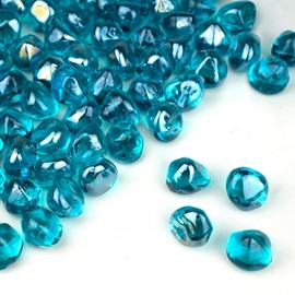 Holy Fire 1-inch Fire Glass Diamonds for Fire Pits, Reflective Diamonds Rocks for Natural or Propane Gas Fireplaces Fire Bowls, Indoor & Outdoor Landscaping. (20 Pounds, Caribbean Blue)