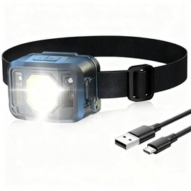 WARSUN Rechargeable LED Headlamp Super Bright Head Light with 6 Modes for Camping & Hiking Gear Essentials, IPX4 Waterproof Motion Sensor Head Lamp Flashlight + Red Light