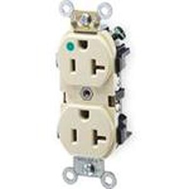 Leviton 8300-HI 20-Amp, 125-Volt, Heavy Duty Hospital Grade, Duplex Receptacle, Straight Blade, Self Grounding, Ivory