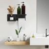 Wooden Black Toilet Paper Holder with Shelf - Wall Mount