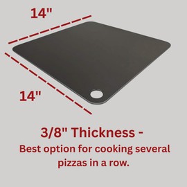 ThermiChef 14" by 14" Pizza Steel (3/8" Deluxe Thickness) - Multipurpose Cooking Steel for Ovens & Grills - Made in the USA