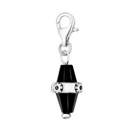 Quiges 925 Silver Charm Pendant Abstract Art with Lobster Clasp for Bracelets, Sterling Silver, Onyx