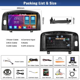2+32G Android Car Stereo for Hyundai Sonata NF 2004-2008 with Apple Carplay Android Auto Mirror Link Change Theme 9 inch Touchscreen FM RDS DSP SWC Bluetooth WiFi GPS+AHD Camera & MIC