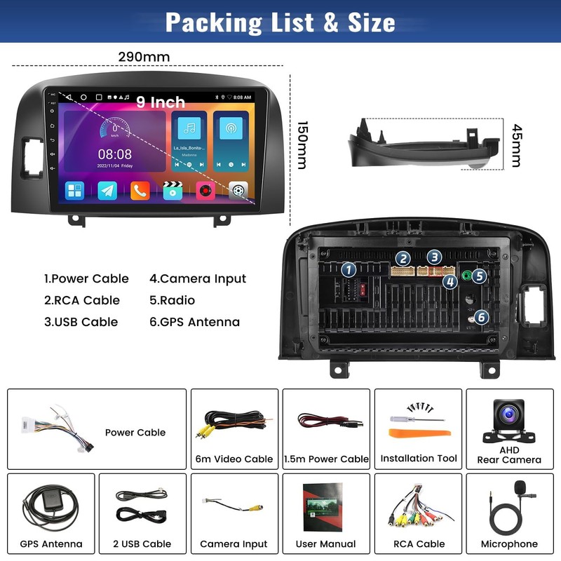 2+32G Android Car Stereo for Hyundai Sonata NF 2004-2008 with