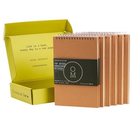 Occasional Motto 6-Pack Blank Premium Hardcover Top Spiral Notebooks | Sturdy Front and Back Hardcovers & 120GSM Paper (50 Sheets / 100 Pages Per Book) (Medium - 5.5 x 8.3 inches)