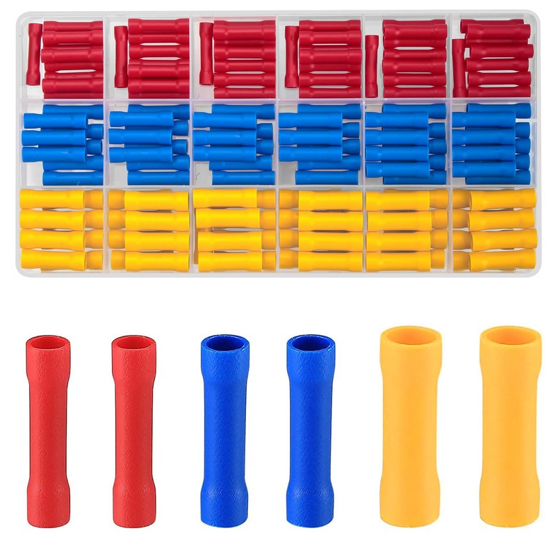 QOOSIKICC 150 Pcs Electrical Butt Connectors Kit, Butt Splice Crimp