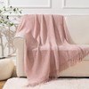 BATTILO HOME Pink Knitted Throw Blanket Textured Solid Sofa Couch