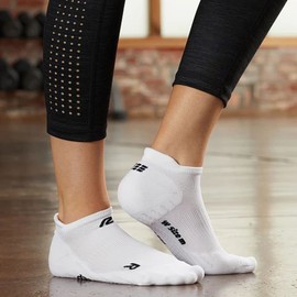 R-Gear CEP Compression Running Socks For Women, No Show with Heel Tab, Light Cushion | Breathable, Maintain Blood Circulation, Moisture Control, Reduce Swelling | L, Pure White, 3 Pack