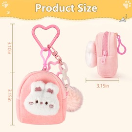 Kawaii Bunny Bag Charm for Handbags Cute Plush Keychain Accessories Mini Storage Pouch for Earphones & Coins (bunny)
