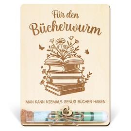 BOFUNX Gifts for Bookworms and Bookworms Money Gift Packaging Wooden Wish Fulfiller Gift Birthday Gift for Book Lovers Friends Colleagues Birthday Gift