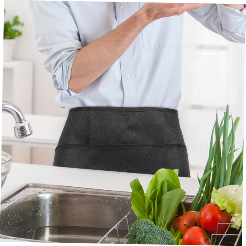 Operitacx Küchenarbeits Schürze mit Taschen Unisex Verstellbare Multifunktionale Schürze Schwarzem