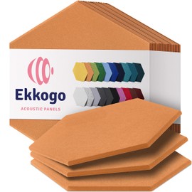 Ekkogo Acoustic Panels 12-Pack Soundproof Wall Panels 14"X12.1"X0.4" Sound Panels High Density Sound Dampening Panels - [70'S Orange Hexagon]