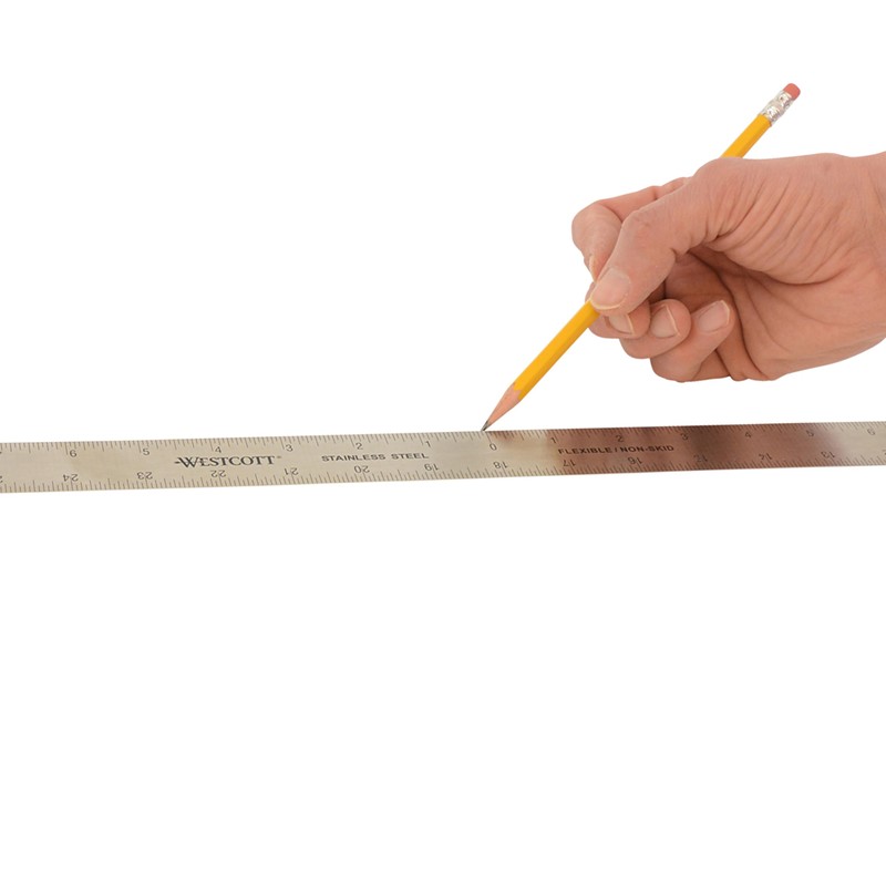 Westcott Stainless Steel Ruler, Zero-Center Scale with Non-Slip Cork Backing,