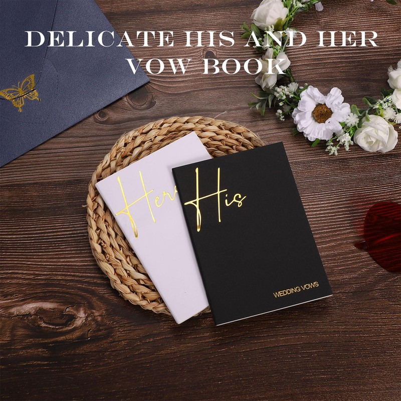 2pcs Wedding Vow Books, 5.51x3.94x0.12in Wedding Vow Paper Booklet Elegant