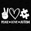 NBFU Peace Love Autism Puzzle Heart 1 (White) (Set Of
