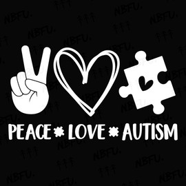 NBFU Peace Love Autism Puzzle Heart 1 (White) (Set Of 2) Premium Waterproof Vinyl Decal Stickers For Laptop Phone Accessory Helmet Car Window Bumper Mug Tuber Cup Door Wall Decoration