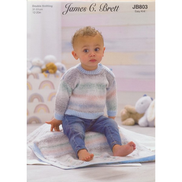 James Brett Double Knit Knitting Pattern Baby Rib Detail Sweater