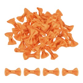 sourcing map 100pcs Orange Bow Ties 1.2" x 0.6" Mini Bowknot for Crafting Little Satin Bows Bulk for DIY Sewing Scrapbooking Wedding Gift Present Home Decoration