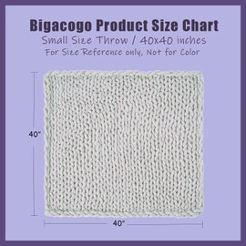 Bigacogo Chunky Knit Throw Blanket for Couch, 40x40 inches, 100% Hand Knitted with Thick Jumbo Chenille Yarn, Cozy Soft Large Rope Knot Cable Crochet Blankets for Sofa Bed Living Room, Dusty Blue