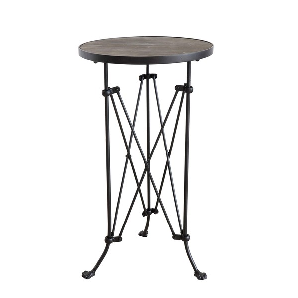 Creative Co-Op Metal Table with Pine Wood Top, 25", Black