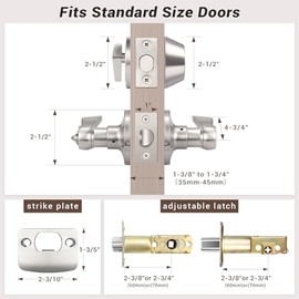 Knobonly 2 Sets of Front Exterior Door Knob Set with Single Cylinder Deadbolts in Satin Nickel Finish, All Keyed Same Combo Pack, Wave Style Entry Door Lever Locks with Combinations