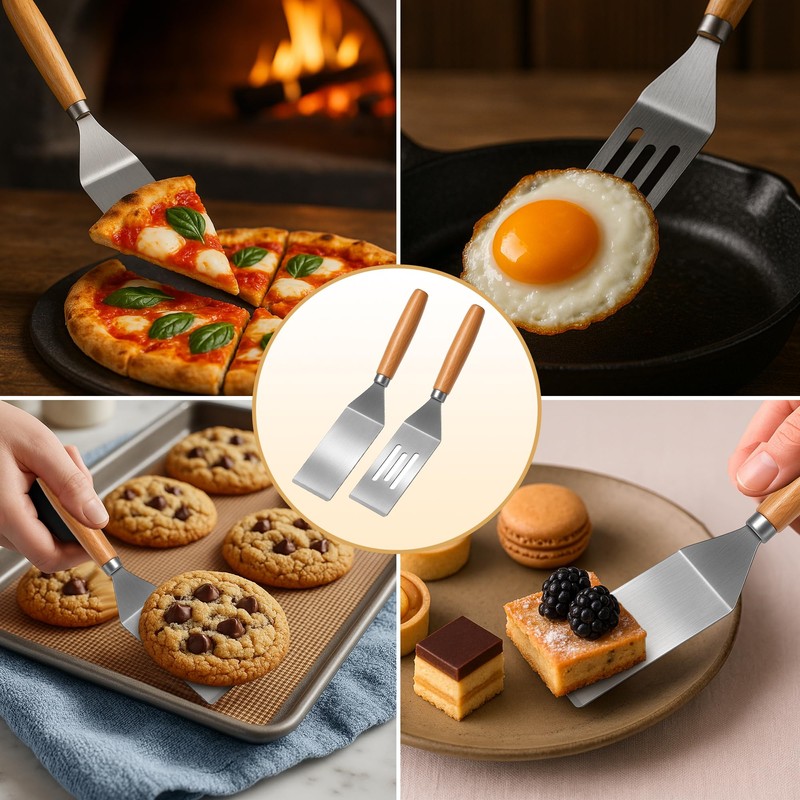 2Pcs Stainless Steel Spatula Set,Mini Serving Spatula for Kitchen Use,Metal