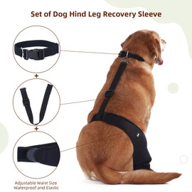 Dog Recovery Sleeve Back Leg Breathable Material,Dog Leg Sleeve to Stop Licking and Biting Firm and Secure, Adjustable Size, Comfortable Alternative to Cone Collars (Large, Single Leg)