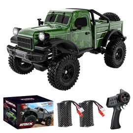 Hylukon 1:18 Scale All Terrain Remote Control Car, 2.4 GHz 4WD RC Rock Crawler with LED Lights, 12KPH Off-Road Pickup Truck Vehicle Toys RTR Gift for Kids Adults