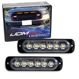 iJDMTOY Super Slim Flush Mount 6-LED Daytime Running Light/Auxiliary Driving Lighting Kit Compatible with Truck SUV Grille or Bumper Mount, Xenon White