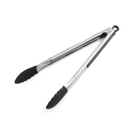 Farberware Professional Stainless Steel and Heat Resistant Nylon Locking Kitchen Tongs with Silicone Tips, 12-Inch, No Color