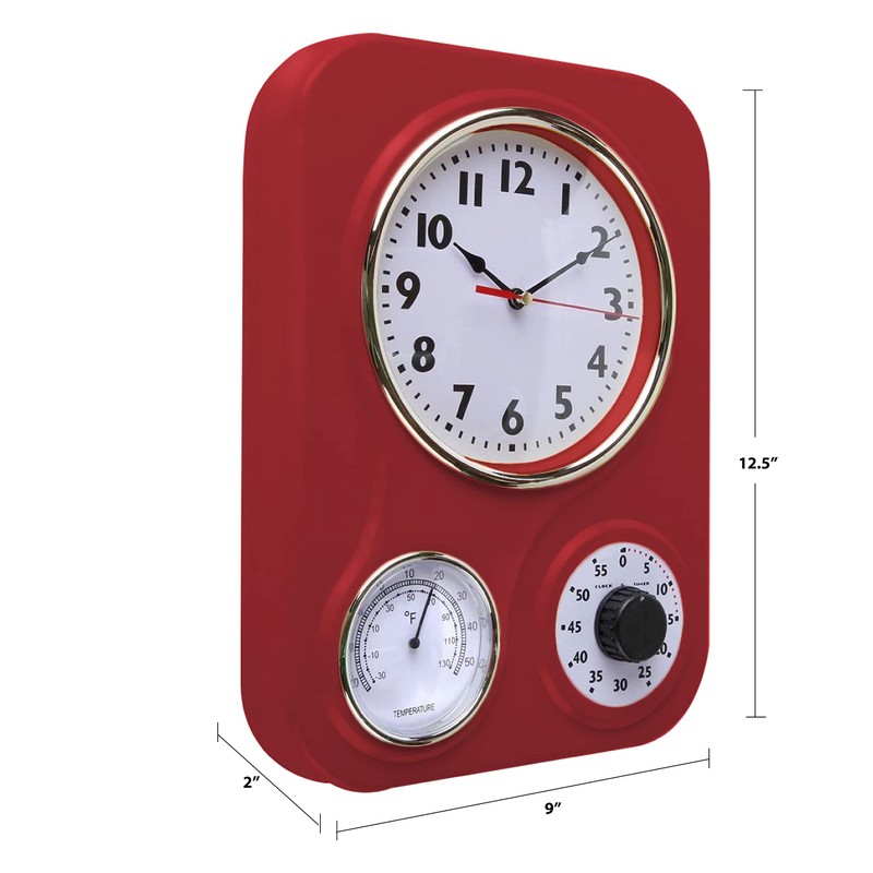 Lily's Home Reloj de cocina retro con temperatura y temporizador