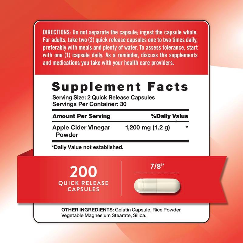 Apple Cider Vinegar 1200 mg Flavor