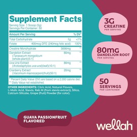 Pump-It-Up Creatine (50 Servings, Guava Passionfruit) - Creatine Monohydrate with Dandelion, Uva Ursi, & Cranberry Extract