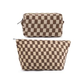 Schminktasche, Geburtstagsgeschenke für Frauen, große, karierte Reise-Schminktasche mit kleinem Fassungsvermögen, 2er-Pack Kosmetiktaschen, tragbare Kulturtasche für Mutter, Schwester, Freunde Mädchen