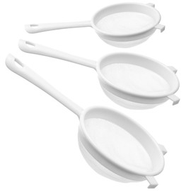 3 PCS Plastic Strainer with Handle Fine Mesh Strainer with Handle Nylon Mesh Strainers Colander Double Ear Fine Food Flour Sifter Food Yogurt Meshes Sieve for Baking Kitchen Colander Sifter Tea Juice