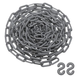 PATIKIL 25 Feet Plastic Chain Link, Safety Barrier Chain 0.8x1.4 Inch Buckle Lightweight Waterproof Crowd Control Queue Line Concerts Parking DIY Craft Fence Gate, Silver Tone