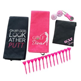 Generic Golf Club Cleaning Kit - Golf Club Polishing Kit - Golf Cleaning Kit - Golf Club Cleaner Kit - Golf Starter Kit - Divot, Pouch, Microfiber Towel,, Pink