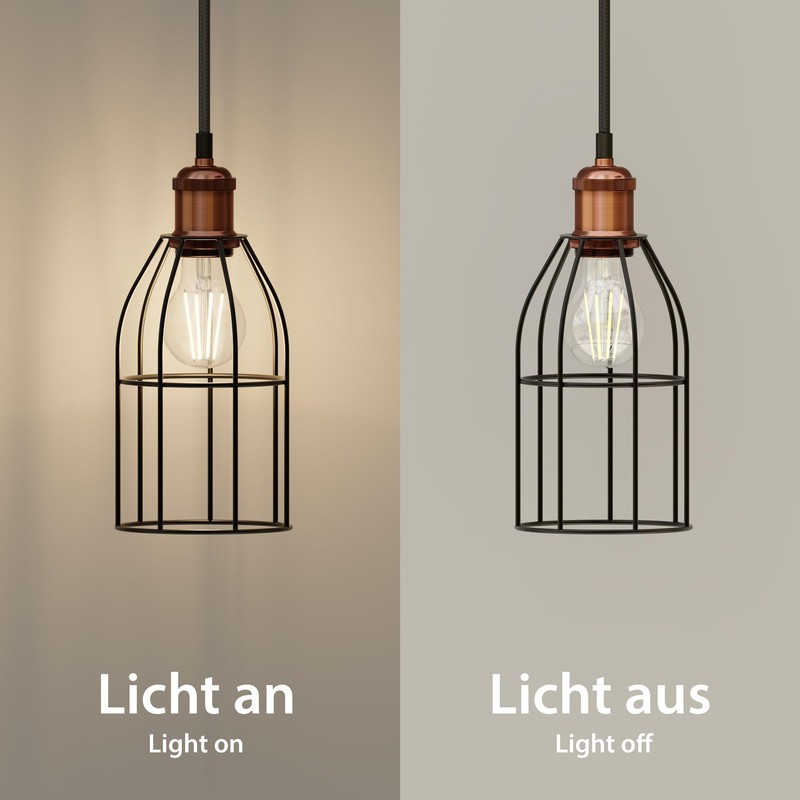 ledscom.de Pack of 3 Cage Lampshade, Black, 122 mm Diameter
