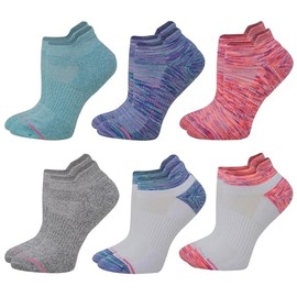 Dr. Motion 6 Pairs Womens Low Cut Ankle Cushioned Breathable Compression Socks (Assorted BF)