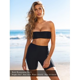 RELLECIGA Women's Black Swim Shorts Quick Dry Swim Shorts High Waisted Board Shorts for Women Size Large