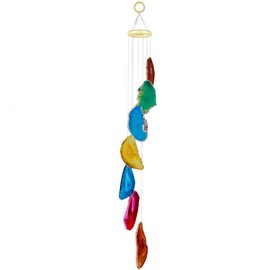 mookaitedecor Colorful Agate Slices Wind Chimes for Home Garden Decoration 25-31 Inches