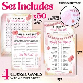 WOODAMORE Woodamore Who Knows The Birthday Girl Best Game - Teen Girl Birthday Party Games For 25 Guests, Birthday Word Scramble Sleepover Party Supplies For Girls, Fun Birthday Activities For Teens Party Decor