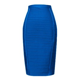 HLBandage - Falda elástica de cintura alta para mujer, Azul, XS